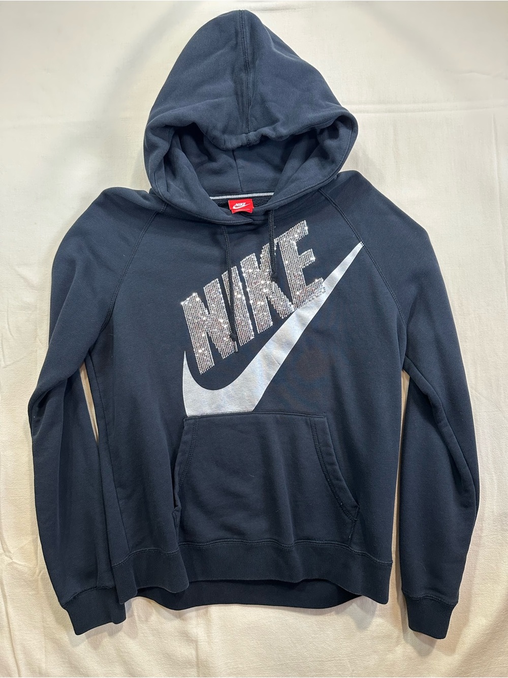 Nike Sportswear Rally Metallic Sequin Logo Hoodie Black Size Large EUC